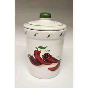 Crock Shop Santa Anna Ceramic Canister Kitchen Storage Jar Red Chili Pepper 10”